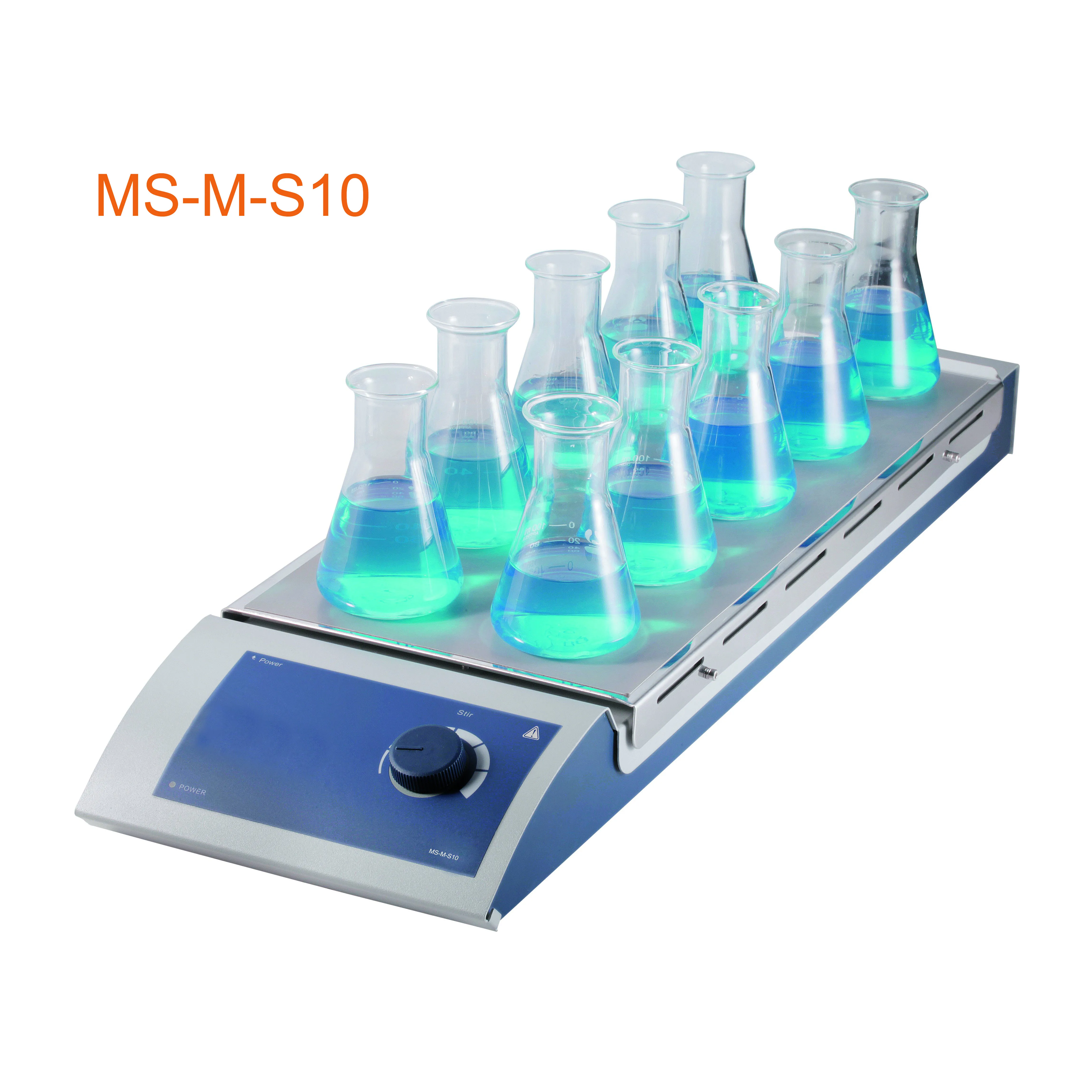 MS-M-S10 10-Channel Classic Magnetic Stirrer, stainless steel platesilicone film
