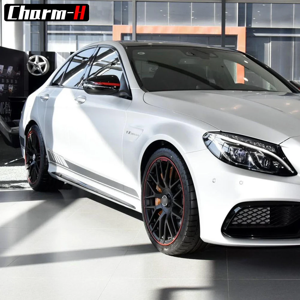 5D Black Carbon Firbre - AMG Edition C63 Edition 1 Side Stripe Decals Stickers for Mercedes Benz C Class W205
