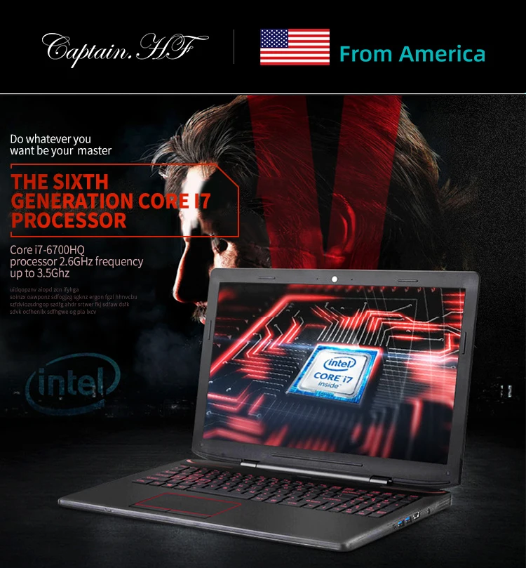 US Captain HF Ноутбук игровой 15,6 дюймовый дисплей Процессор Intel Core i7-6700HQ Ноутбук для игр GTX1060 ОС Windows10, 8ГБ RAM 128ГБ SSD+1 ТБ HDD