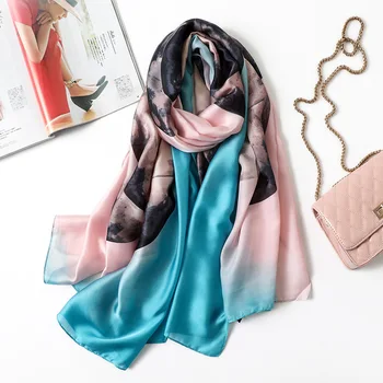 

Luxury Brand Spring Autumn New Style Real Silk Scarf Women Shawl Elegant Fashion Warming Soft Headscarf scarves chiffon hijab
