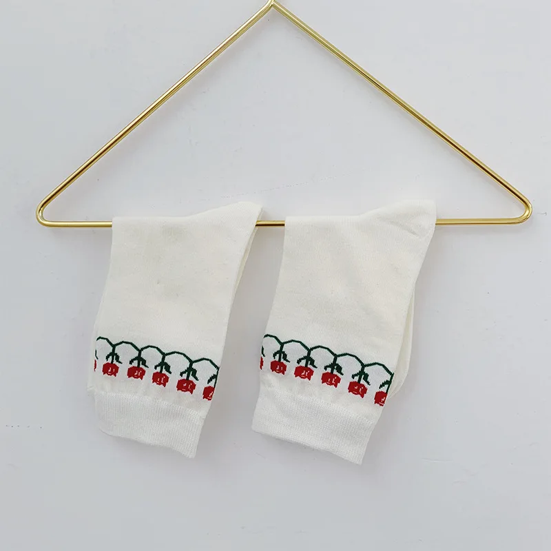 Jeseca/милые носки с цветочным принтом в японском стиле для девочек в Корейском стиле; женские винтажные уличные носки в стиле Харадзюку; теплые зимние носки - Цвет: Белый