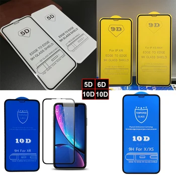 

100pcs 5D//9D Full Glue Tempered Glass for iphone XS MAX/XR/6/7/8 Plus Screen Protector With Backplane (2.5D)