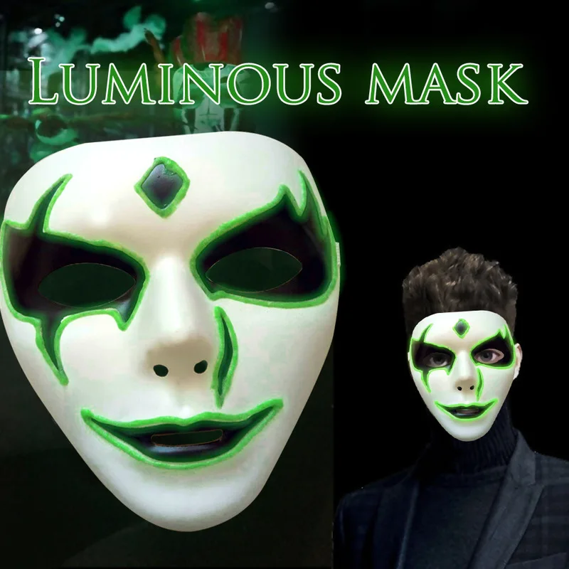 

Mask for Halloween Party Masquerade Mask Neon Masks Bright Light In The Dark Horror Mask Luminous Mask Scary Mask 18*19CM