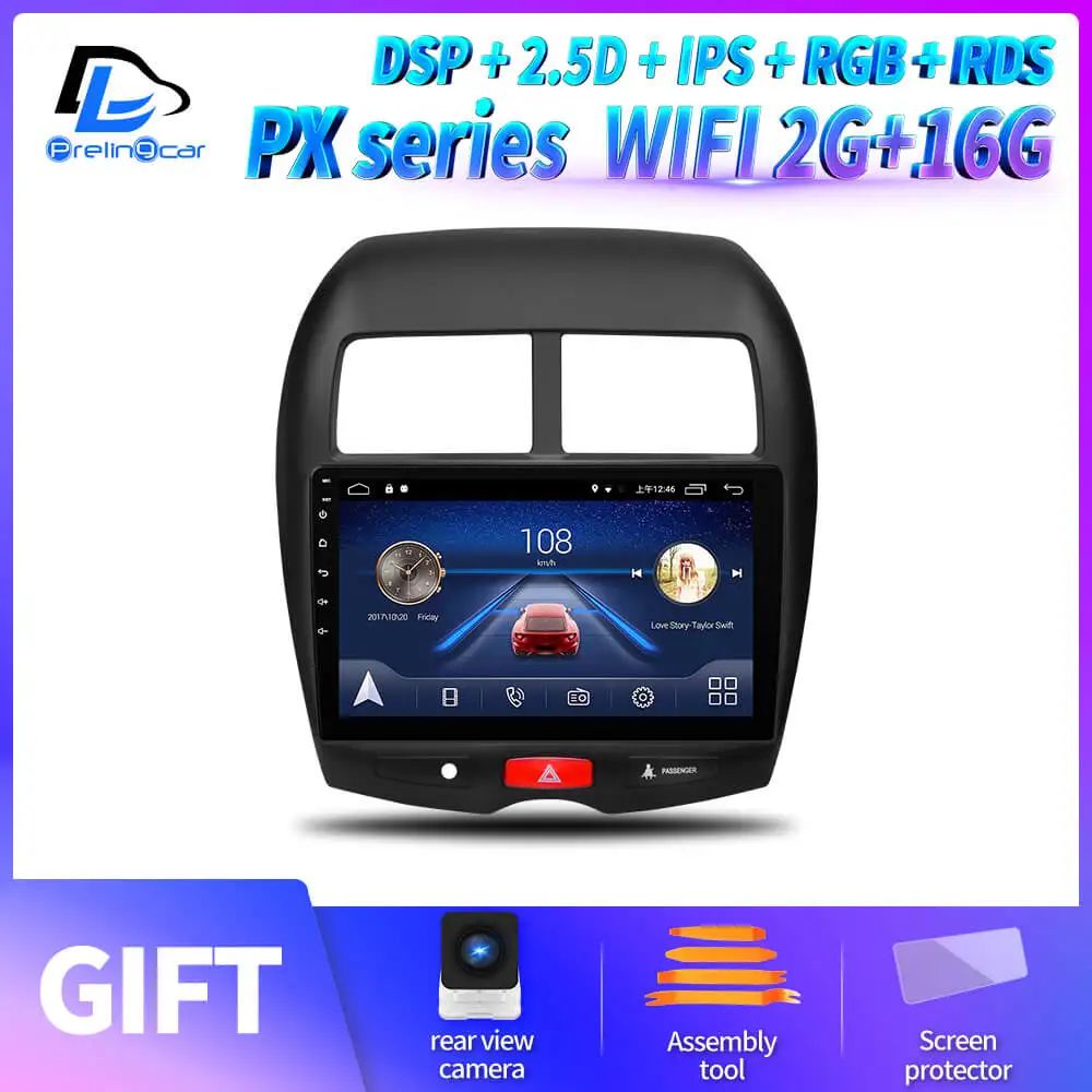 PX 2G16G An9.0 Prelingcar для Mitsubishi ASX 2010- лет android 9,0 Автомобильный gps радио мультимедиа no 2 din 4G монитор видео плеер навигация - Цвет: PX 2G16G An9.0