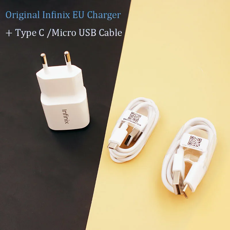 CQ-15AX Original Infinix Quick Travel Charger For Note 10 pro Hot 10S 9 7 NFC Zero 8 8i X S5 Lite Micro USB/Type C Cable | Мобильные
