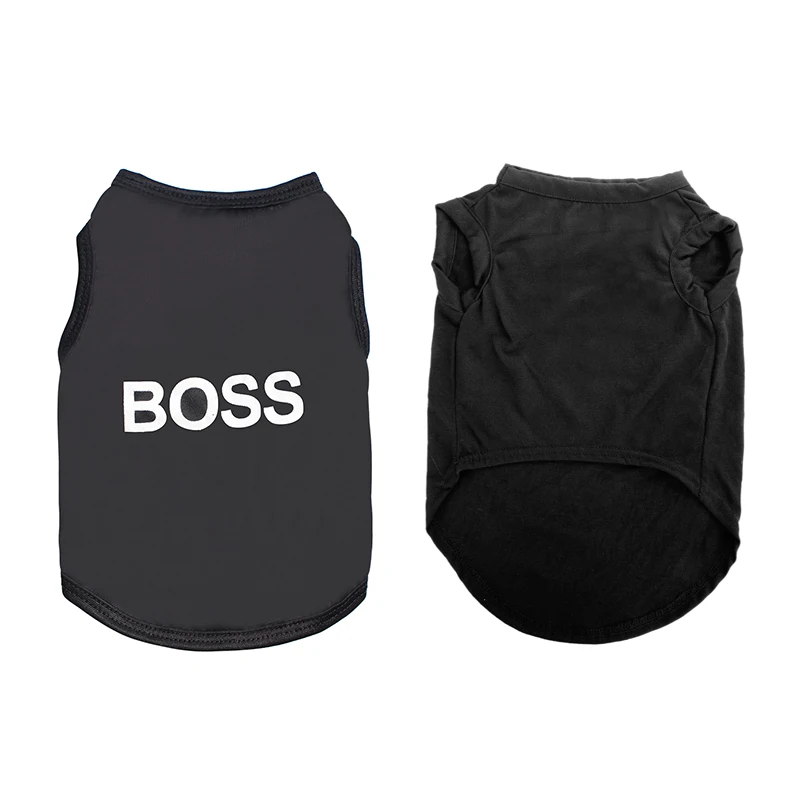 Boss Ультратонкая летняя одежда для домашних животных, одежда для маленьких собак и кошек, жилет, футболка, одежда, черный цвет - Цвет: Boss