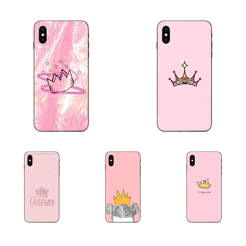 

For Xiaomi Redmi Note 3 3S 4 4A 4X 5 5A 6 6A 7 7A K20 Plus Pro S2 Y2 Y3 Soft Silicone TPU Black Phone Coque Pink Princess Crown