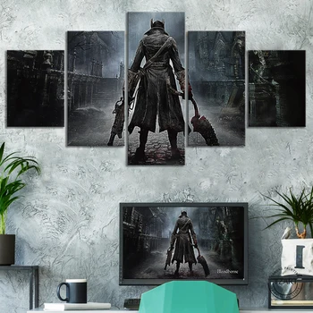 

5pcs Bloodborne Video Games Poster Canvas Wall Art Landscape Paintings for Wall Decor,Unframed