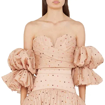 

Sexy Tube Blouse Shirt Women Polka Dot Off Shoulder Women Crop Top High Street