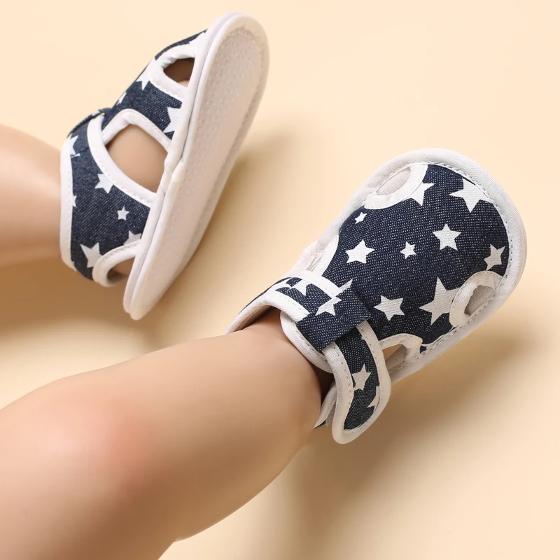 2021 NEW 0-18Months Kids Newborn Baby Boys Fashion Summer Soft Crib Shoes First Walker Anti Slip Sandals Shoes Soft Sole