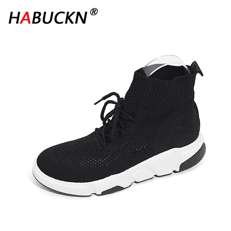 

HABUCKN 2020 Breathable Elasticity Socks Sneakers Platform Unisex Footwear Casual Shoes Flats Women Ankle Boot Dames Schoenen