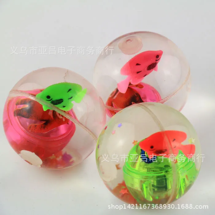 5.5 Cm Cartoon Pattern Fish Shining Flash Ball Flash Elasticity Crystal Ball Shining Bouncing Ball