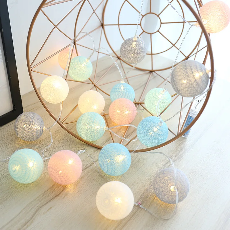 Guirlande lumineuse en boule de coton à LED, décoration de noël, pour  chambre d'enfant, Halloween, Patio, fête de mariage - AliExpress