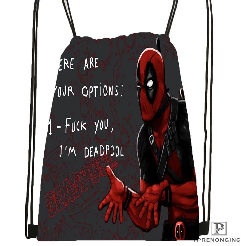 

Custom Deadpool Drawstring Backpack Bag Cute Daypack Kids Satchel (Black Back) 31x40cm#180531-03-28
