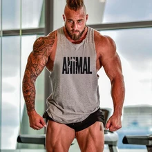 Майка для тренажерного зала с животными, Мужская одежда для тренировок, бодибилдинг, Стрингер, мужские майки, хлопок, Y back, майки, debardeur, для фитнеса, homme