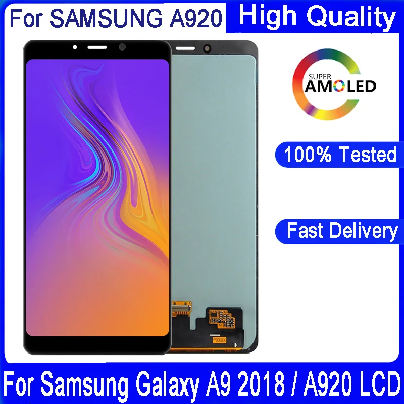 ЖК дисплей 6 3 AMOLED для Samsung Galaxy A9 2018 A920 A920F A920FD сменный экран с дигитайзером в сборе замена оригинал|Экраны