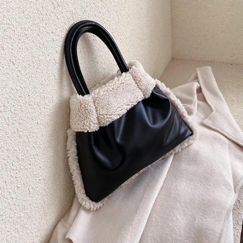 Black TOYOOSKY роскошные сумки из искусственного меха для женщин Сумка Большая вместительная женская зимняя сумка на плечо женская сумка-тоут с верхней ручкой женская сумка - Цвет: Black
