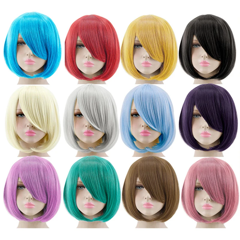 Модный короткий парик синтетический прямой костюм небесно