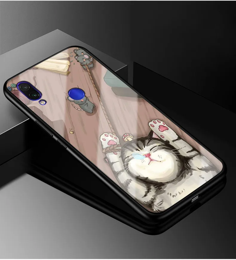 28 Для Xiaomi Redmi Note 7 Чехол стекло для ПК чехол для телефона черный бампер чехол для Xiaomi Redmi Note 7 Pro 7S противоударный чехол Note7 - Цвет: 28