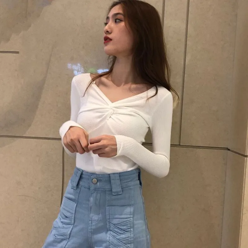 Осенне-зимние свитера для женщин тонкие милые вязаные топы модный Повседневный