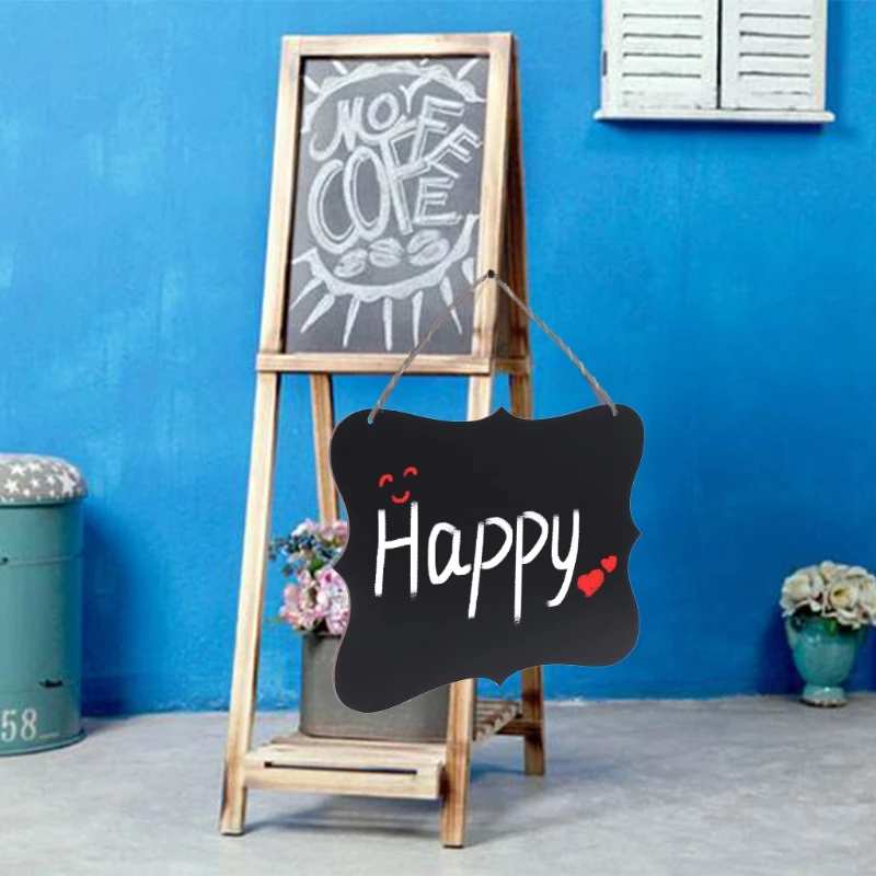

Rectangle Hanging Wood Blackboard Double Sided Erasable Chalkboard Message Board AXYF