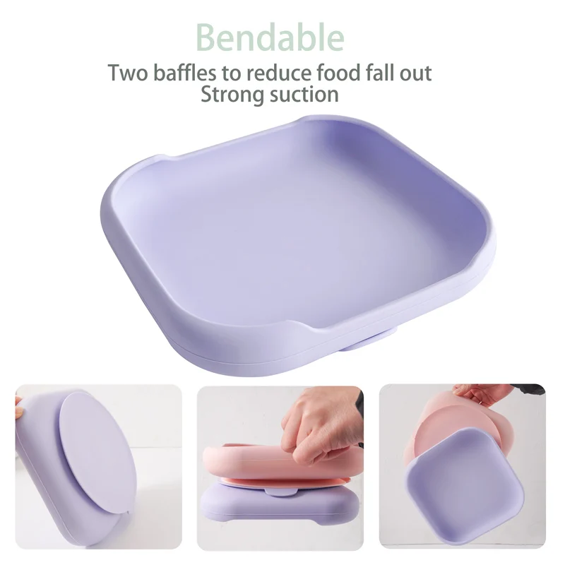 2022 New Children's Tableware Food Supplement Bowl BPA Free Waterproof Tableware Square Plate With Leakproof Spoon Fork 6