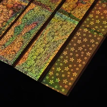 16 стилей/набор, золотой цветочный кружевной узор, звездное небо, фольга, клей для наклеек, Переводные модные наклейки, обертывания, 3D, сделай сам, украшение для ногтей