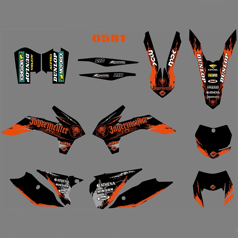 Для KTM SX EXC XCW XCF-W Графика наклейки на заказ Номер Наименование лента 3M Полный мотоцикл Фоны аксессуары