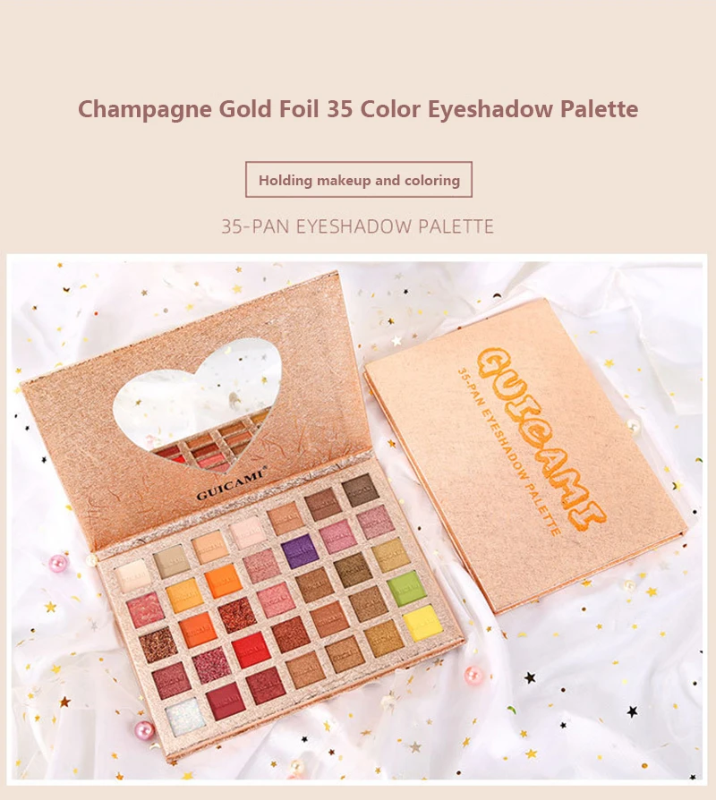 35 Colors Waterproof Long Lasting Highly Pigmented Glitter Eyeshadow Makeup Glitter Shiny Eyeshadow Palette Waterproof Cosmeti