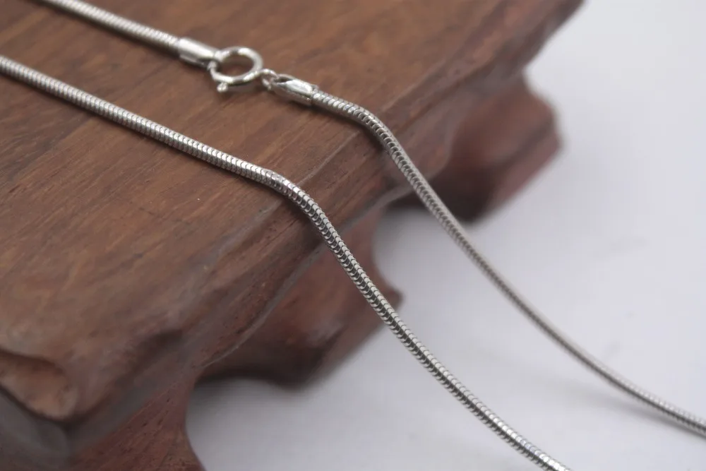 Real S925 Silver Necklace For Men Women Chain Round Snake Smooth Link 25.6 ''L Necklace