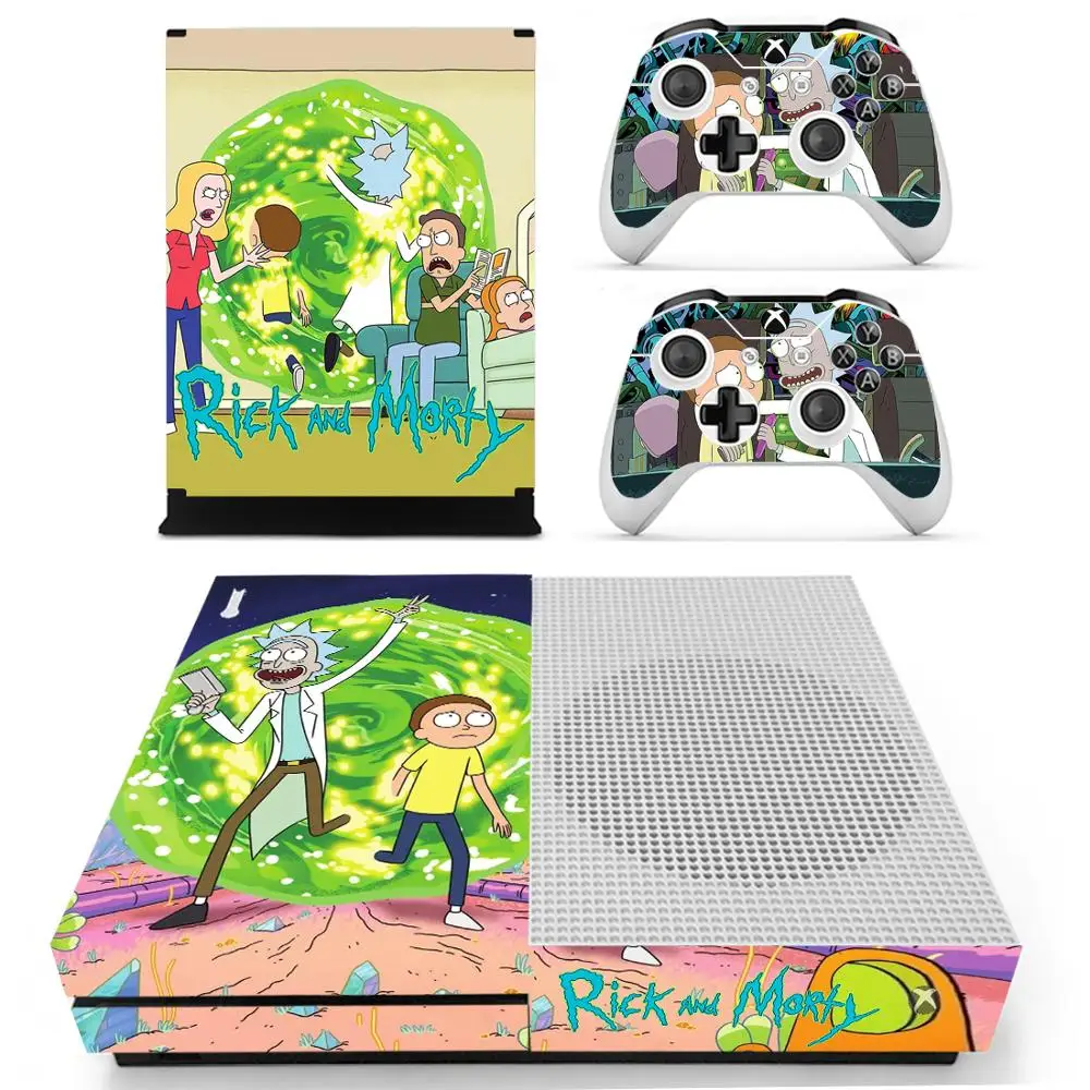 Наклейка из кожи Рика и Морти для Xbox One S консоли и Kinect и 2 контроллеров для Xbox One тонкая наклейка из винила