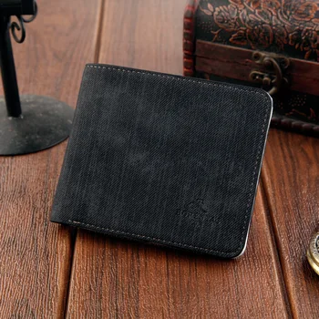 

2019 Men New Style Korean-style Simple Canvas Pattern Short Coin Pocket Card Bit More Casual Trend Fashion Wallet