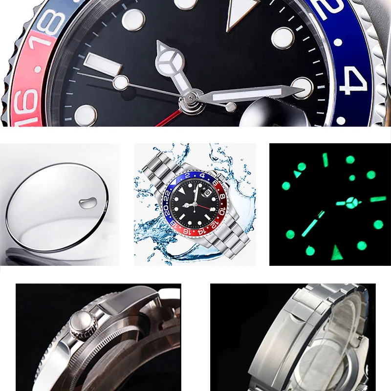 GMT Master II часы Мужские автоматические механические 40 мм 116710 mingzhu 3804 сапфир поворотный керамический ободок военные наручные часы