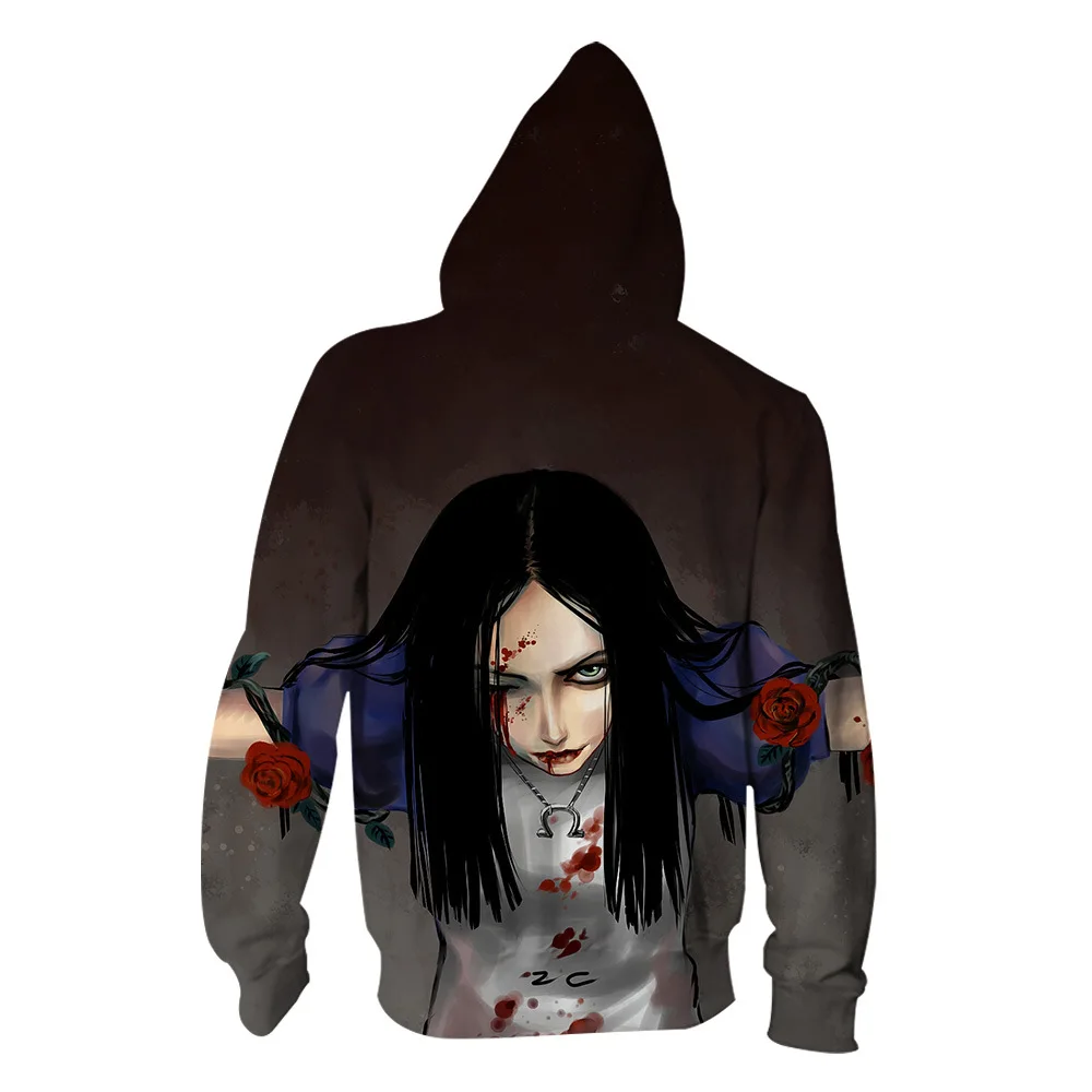 Alice Madness Returns Костюмы 3D печать Алиса толстовки куртка Косплей Хэллоуин для мужчин и женщин толстовки кофты хип-хоп пальто