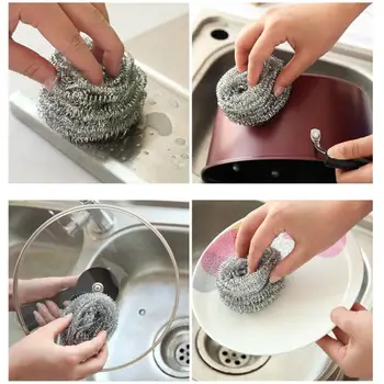 

Kitchen accessories 6 pieces of stainless steel scouring wire pan pan kitchen cleaning ball scrubber pot bowl cleaning