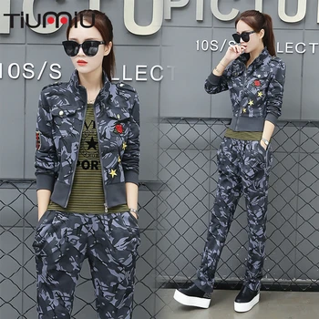 

Autumn Sailor Clothing 2 Piece Set Haren Pants Leisure Time Motion Suit Camouflage Woman Uniform Tactical Military Army Militar