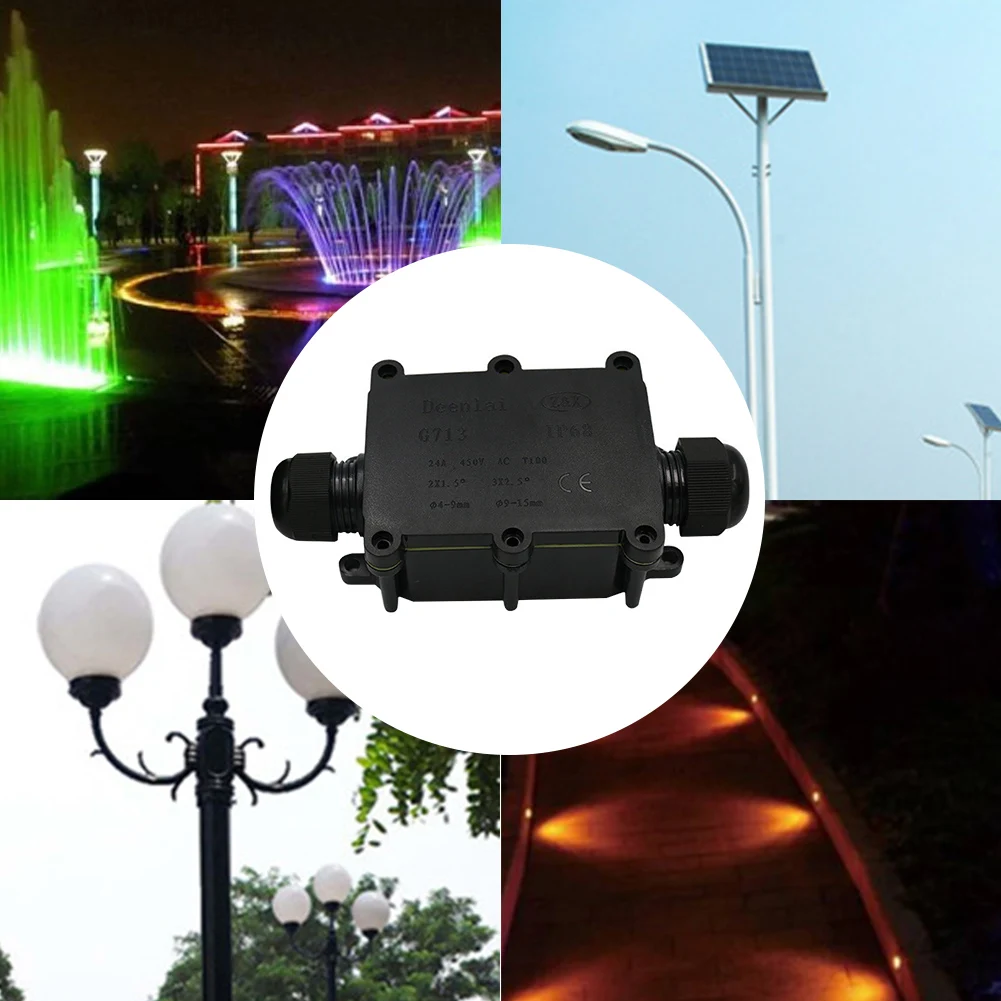 

Durable Black IP68 Wire Protective Home Outdoor Easy Install Stable Shell Electrical Waterproof Junction Box Connection