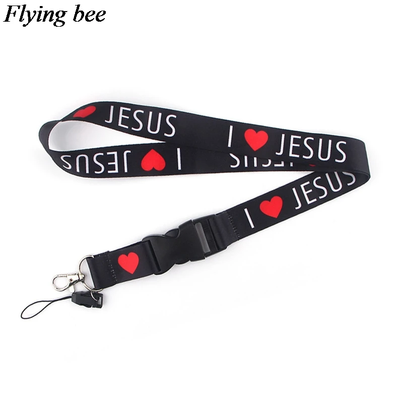 20pcs/lot Flyingbee I Love Jesus Keychain Cool Phone Lanyard Women Fashion Strap Neck Lanyards For ID Card Keys X0594 | Канцтовары для