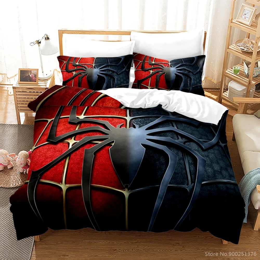 

Spider 3D Printed Comforter Cover with Pillowcase Set Spiderman Duvet Cover Set Queen King Size Bedding Set Bedclothes for Boys