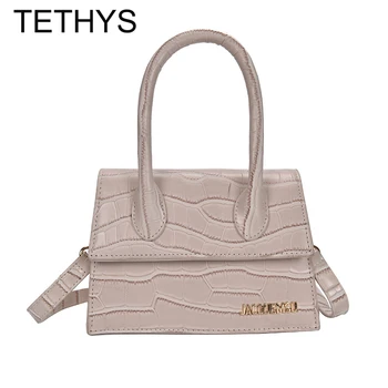 

TETHYS Luxury Handbags Women Designer Shoulder Bag High Quality Leather Crossbody Bag for Women Stone Print Messenger Bags Sac