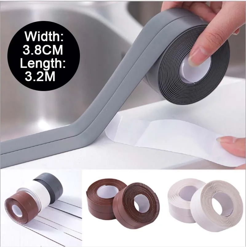 

DONGSENFA 1Roll 3.8CM*3.2MPVC Material Kitchen Bathroom Wall Sealing Tape Sink Sink Edge Self-Adhesive Adjustment Tape
