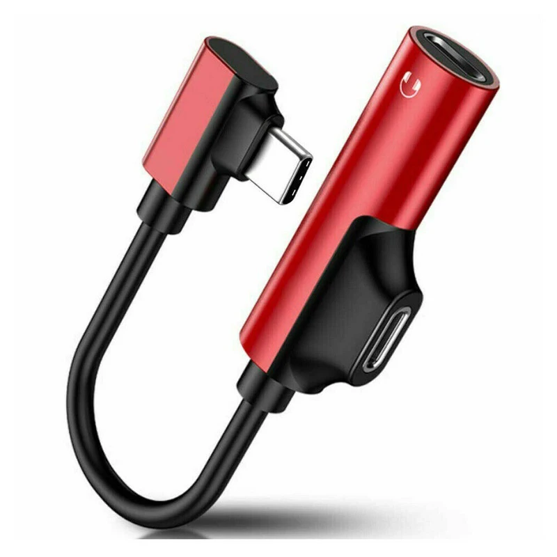 2 в 1 Usb type C до 3,5 мм разъем разветвитель AUX для huawei P20 P30 Pro mate 20 30 Pro Nova Xiaomi Usbc Sluchawk Przejsciowka адаптер - Цвет: Красный