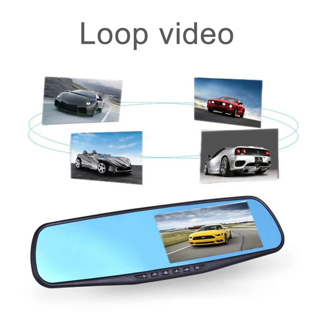 1080P Full HD Автомобильный видеорегистратор 4,3 дюйма с двойным объективом Автомобильный видеорегистратор зеркало заднего вида видеокамера рекордер