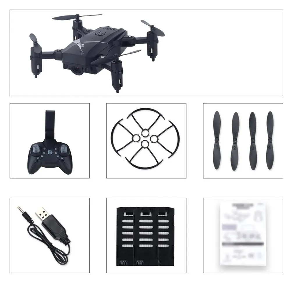 LF602 2,4G мини FPV складной RC Квадрокоптер с 0.3MP Wifi камера жеста селфи высота удержания - Цвет: black 30W 3 battery