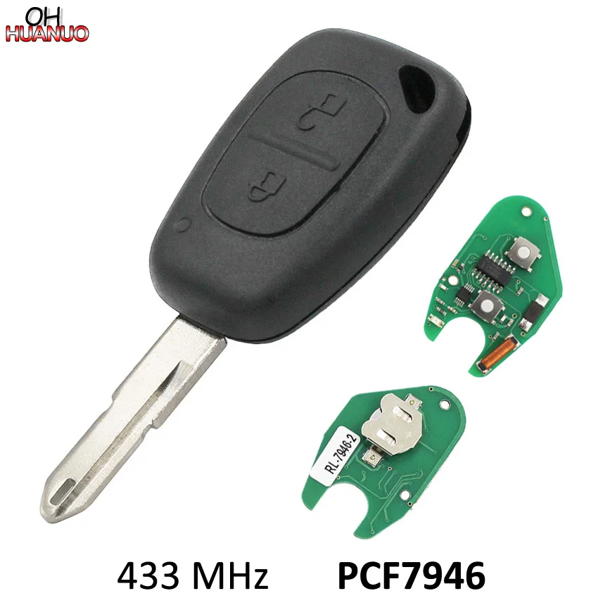 1pc,5pcs, 10pcs, 2 Button Smart Remote Car Key Fob 433mhz With Pcf7946