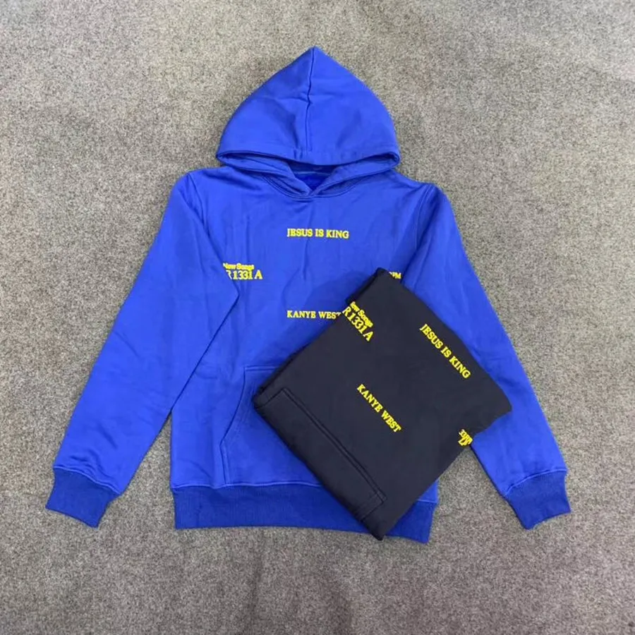 Новинка, вечерние толстовки с капюшоном с 3D принтом Kanye West Jesus is King LA 2019FW, толстые теплые синие пуловеры с капюшоном