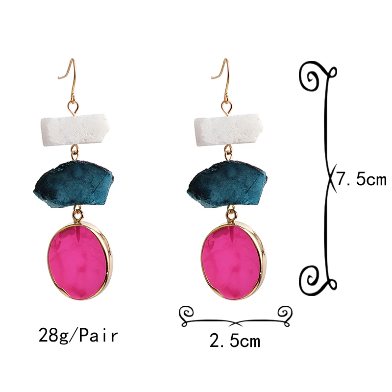 New Arrival Colorful Irregular Natural Stone Long Earrings High-quality Fashion Trend Drop Earring Wholesale Jewelry For Women