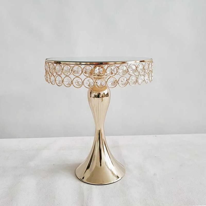 1pcs gold plating Cake Stand Set Crystal Metal mirror Cupcake stand decorations Dessert Pedestal Party Display cake tray