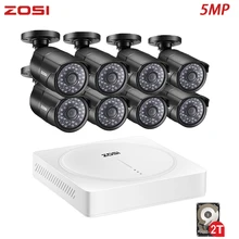 ZOSI 5MP CCTV камера видеонаблюдения системы безопасности 8 каналов видео ночного видения DVR комплект удаленного просмотра на телефоне с HDD