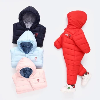 

Infant Baby Boy Girl Down Coat Romper Jumpsuit Newborn Boys Girls Winter Hooded Outwear NO.1 Trophy Print Warm Thick Jumpsuits